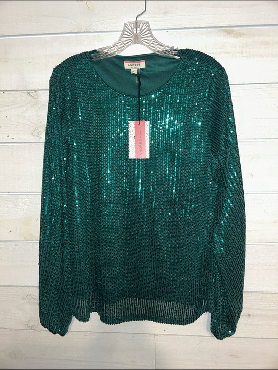 Andree Tops - Andree Emerald Sequin Pullover Top